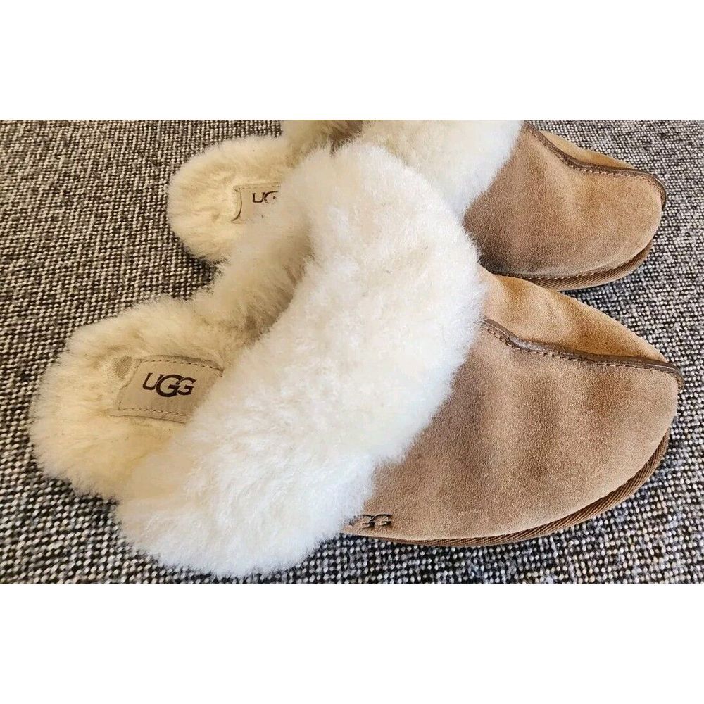 UGG SCUFFETTE II CHESTNUT WOOL SHEARLING LINED SLIPPERS Womans Size 8